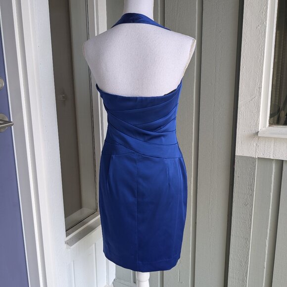 ✨ Stunning Calvin Klein Royal Blue Halter Bodycon Mini Dress - Size 4 ✨ - Picture 4 of 5